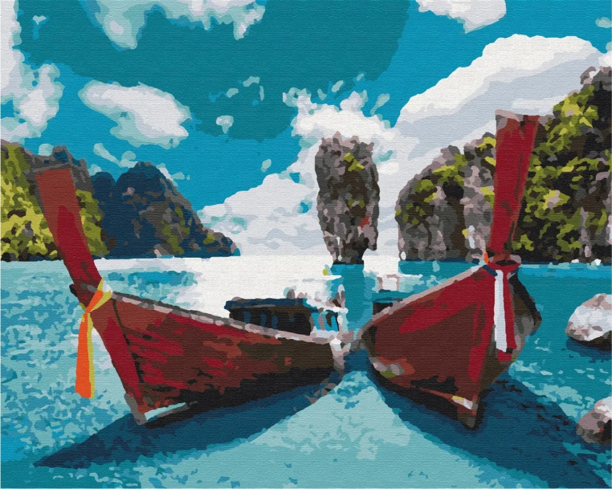 Paint by numbers Boats in the lagoon