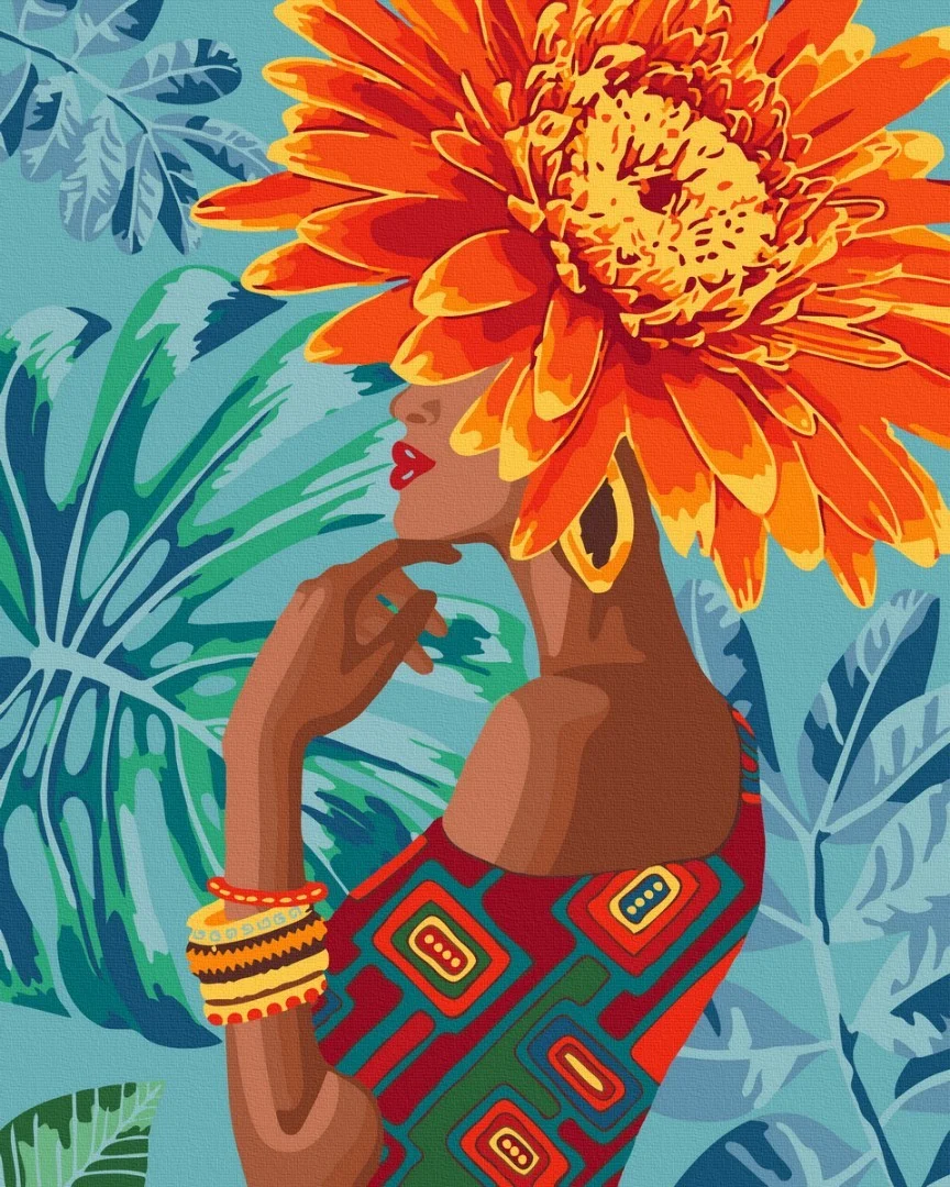 Paint by numbers Girl - tropical flower - Image 2