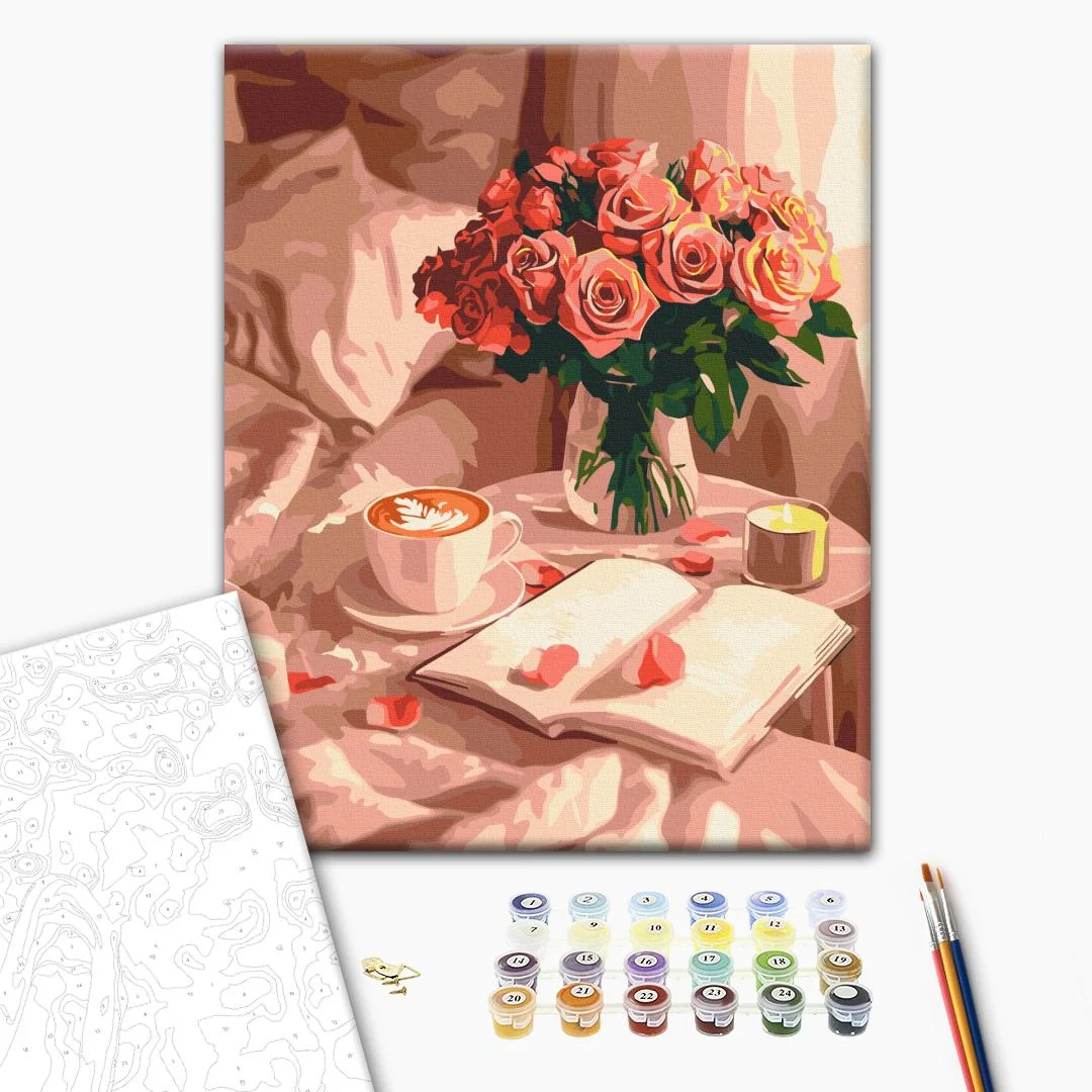 Paint by numbers Aroma of roses and coffee - Image 3