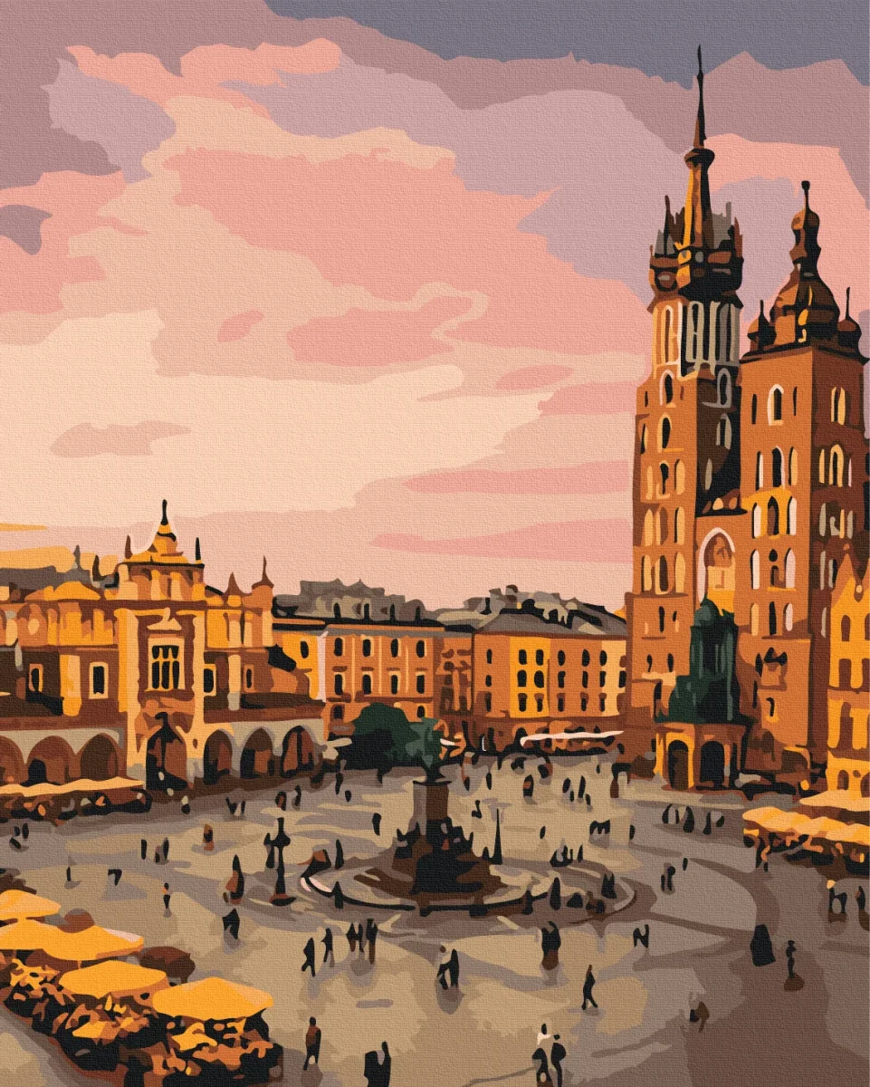 Paint by numbers The heart of Krakow at sunset